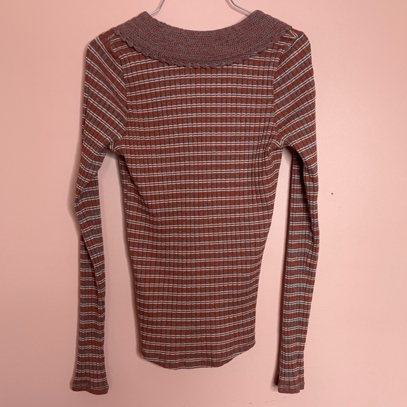 Free People Vintage 70s Inspired Long Sleeve Ribbed Top - Picture 4 of 4